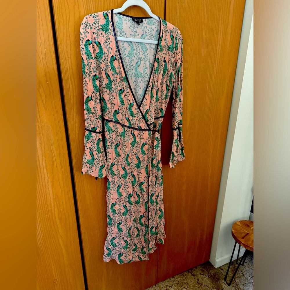 Topshop peacock wrap dress size 4